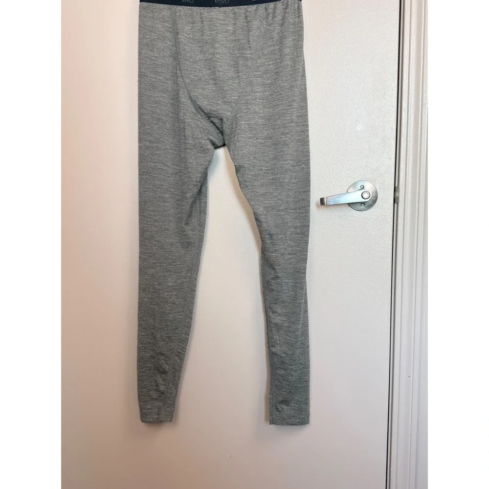 Evo Mens 100% Merino Wool Base Layer Leggings Gray Thermal Pants Size L 30x30